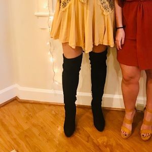 Heeled OTK Black Boots